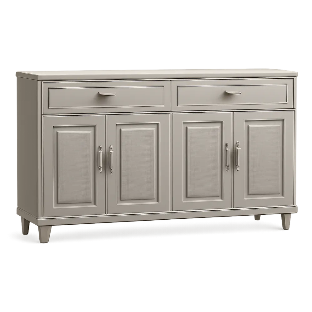 Sideboard Kommode 160 x 40 x 80 cm MDF Holzoptik Grau Beige rechteckig mit 2 Schubladen und 4 Türen