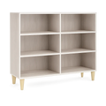Sideboard Regal 120 x 35 x 85 cm Holzoptik Weiß Eiche hell 6 offene Fächer rechteckig mit Holzbeinen