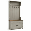 Garderobenschrank Flur 100 cm x 40 cm x 190 cm MDF Grau Holzoptik mit Sitzbank Haken Schubladen und Türen